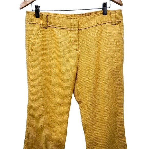 Tory Burch Sienna Harp Capri Cropped Tweed Trouser Pants Mustard Yellow 8 - Picture 5 of 9